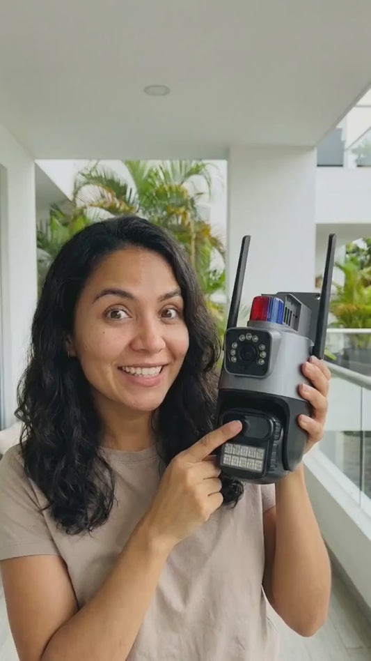 📸 Cámara de Seguridad PTZ Exterior Doble Lente – Videovigilancia Inteligente 360° 